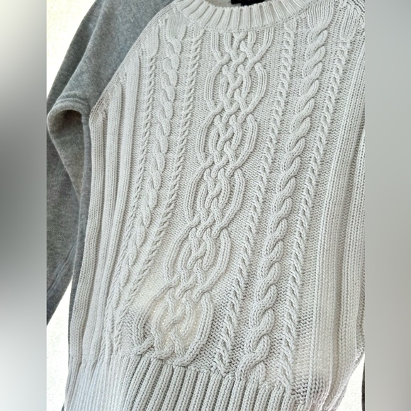 Skyr Hybrid Gray Crewneck Sweatshirt with White Cable Knit Front size S - Picture 4 of 9